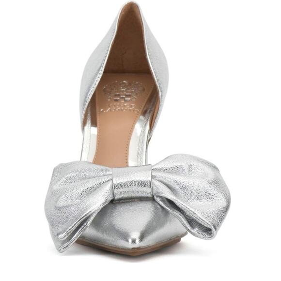 Vince Camuto Burke Bow Pump Silver Metallic Holiday Party Event Heels NWOB 10 - Picture 7 of 7